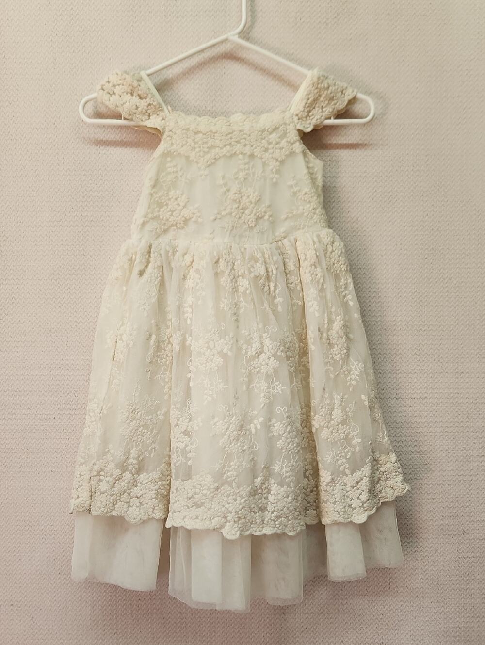 Ivory Lace Tulle Girls Formal Dress